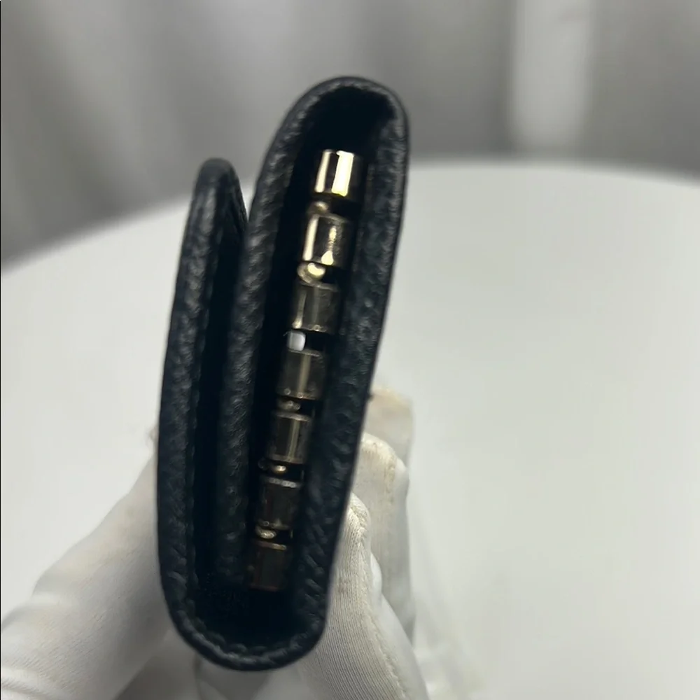 BVLGARI Bulgari ring clip logo 5 ring key case leather black
